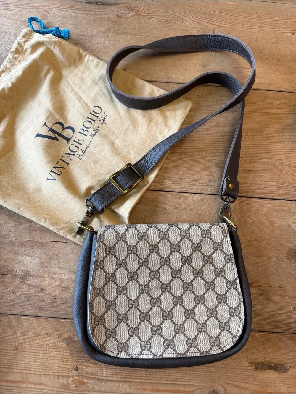 Gucci beige GG Monogram Crossbody Bag   By Vintage Boho Bags NEW The Odyssey
